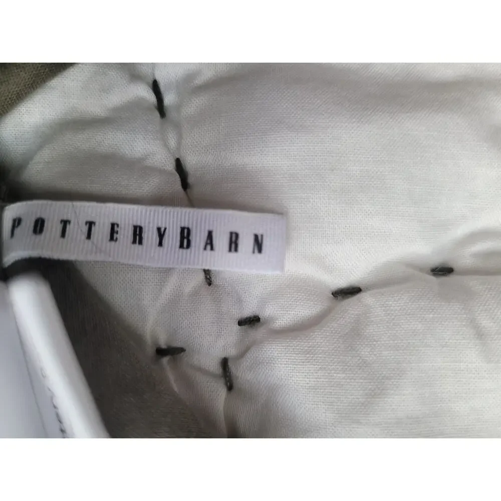Pottery Barn Green Velvet Embroidered Shams Pair